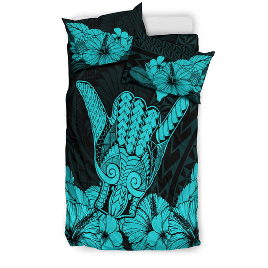 Hawaii Shaka Sign Bedding Set Turquoise Version