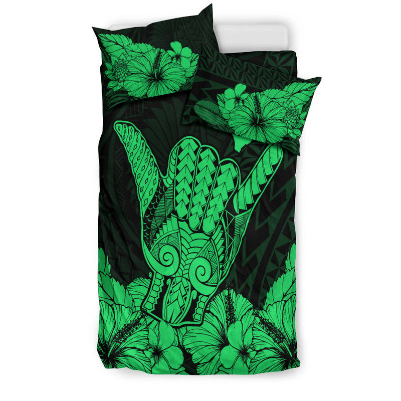 Hawaii Shaka Sign Bedding Set Green Version