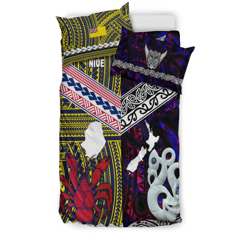 New Zealand And Niue Bedding Set Together Purple