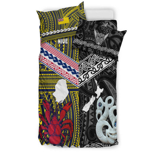 New Zealand And Niue Bedding Set Together Black