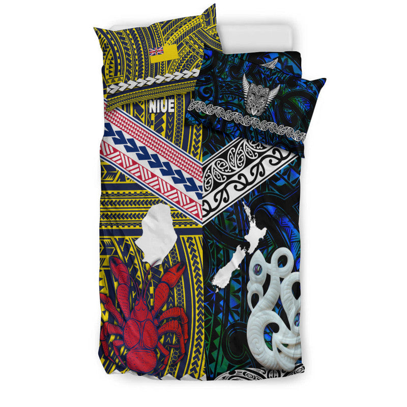 New Zealand And Niue Bedding Set Together Blue