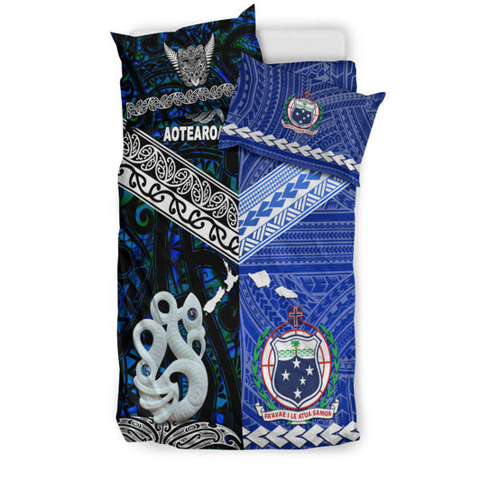 New Zealand And Samoa Bedding Set Together Blue