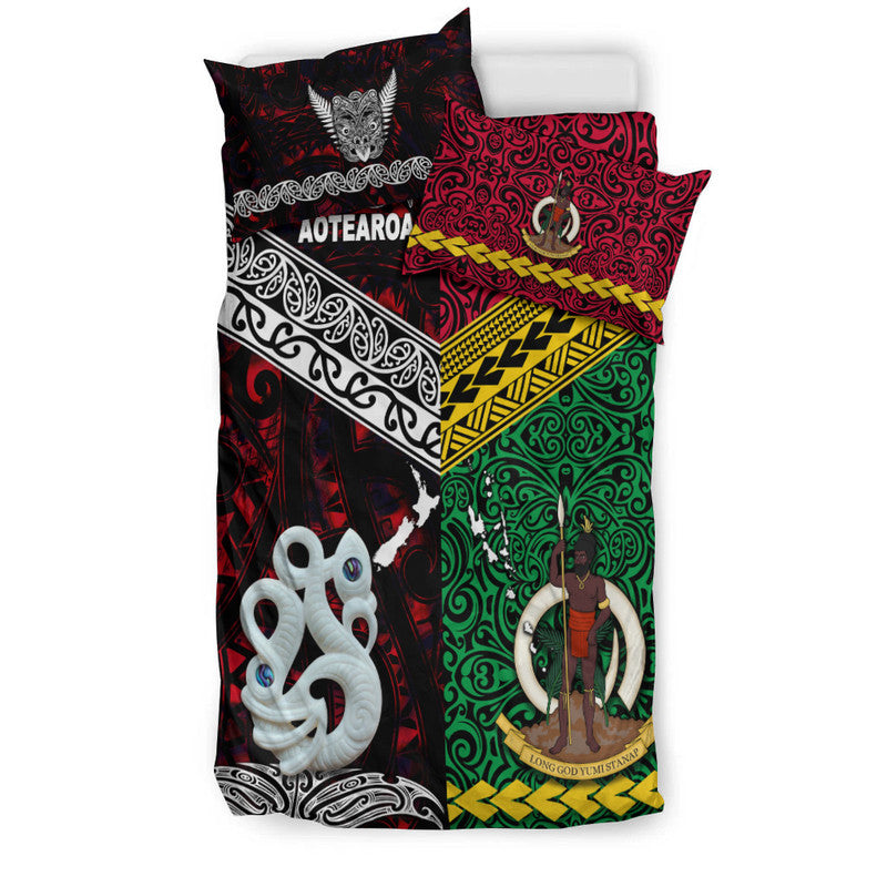 New Zealand And Vanuatu Bedding Set Together Red