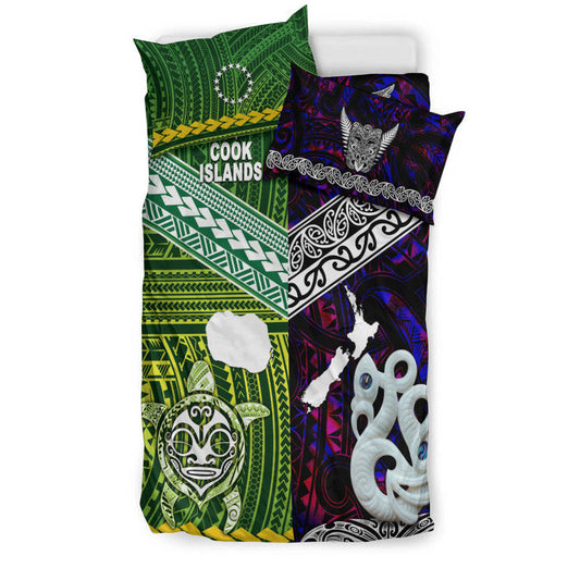 New Zealand And Cook Islands Bedding Set Together Purple