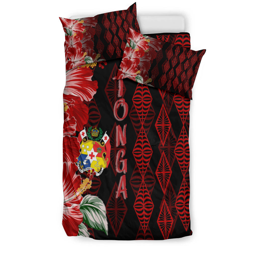 Tonga Bedding Set Diamond Style Mix Hibiscus Black