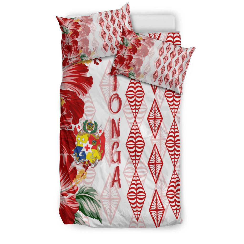 Tonga Bedding Set Diamond Style Mix Hibiscus White
