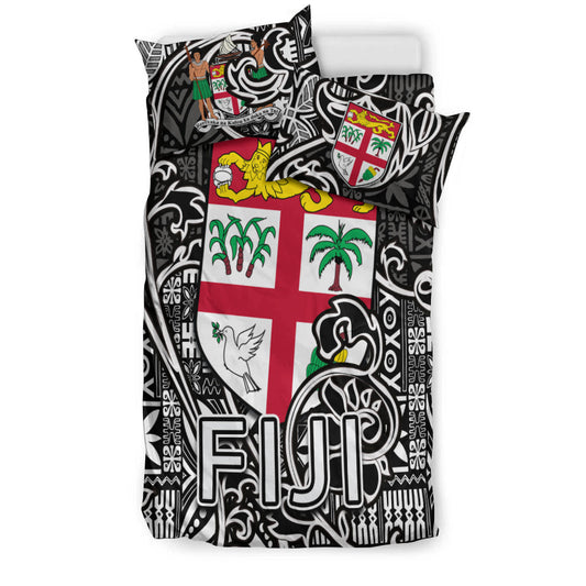 Fiji Bedding Set Tapa Patterns Black And White Style