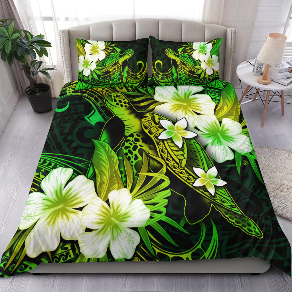 Polynesian Turtle Bedding Set With Hibiscus Color No.2