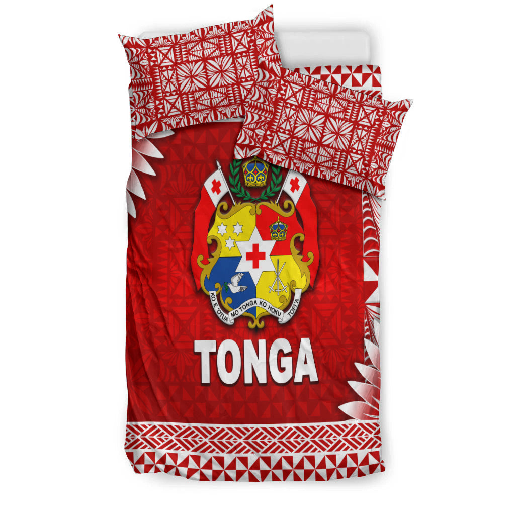 Tonga Coat Of Arms Bedding Set Simplified Version Red