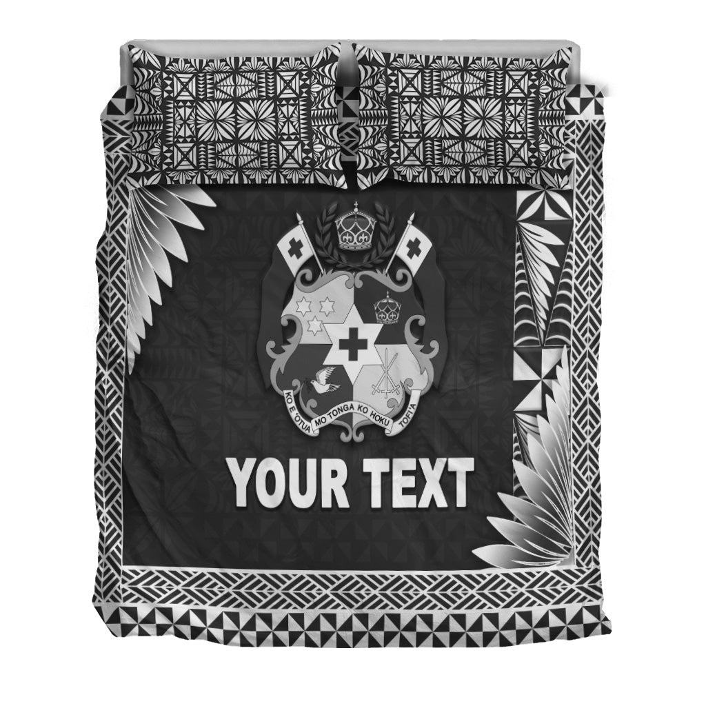 (Custom Personalised) Tonga Coat Of Arms Bedding Set Simplified Version Black