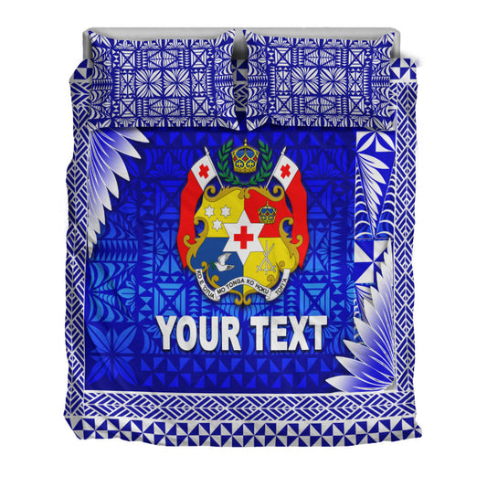 (Custom Personalised) Tonga Coat Of Arms Bedding Set Simplified Version Blue