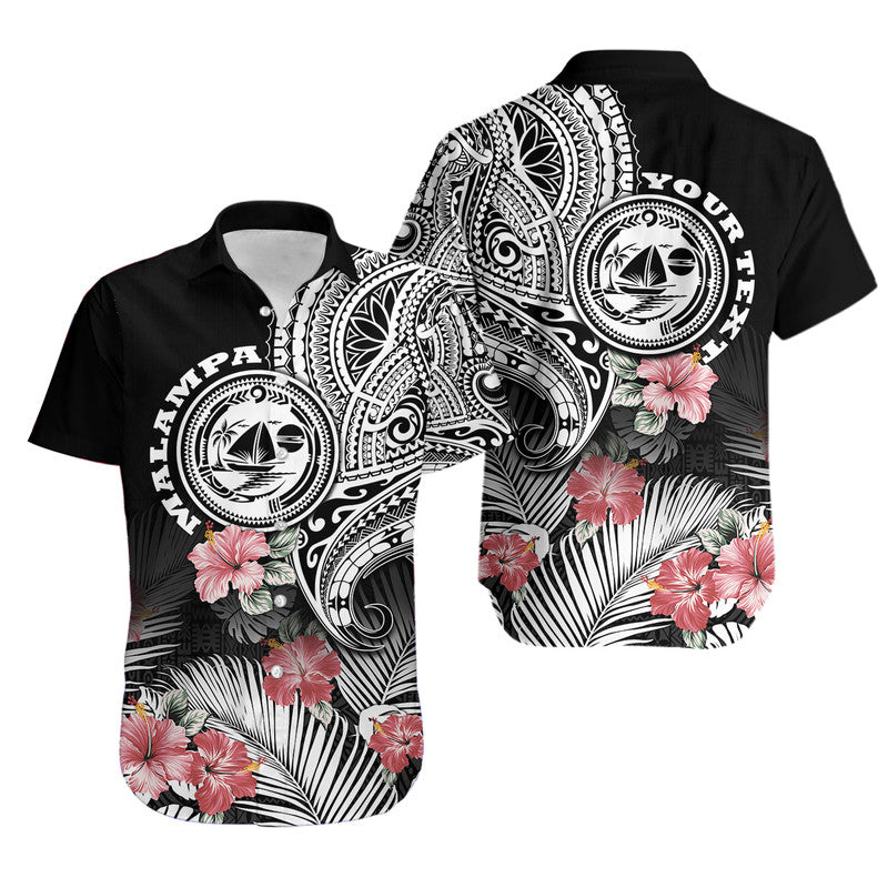 Custom Personalised Vanuatu Malampa Province Hawaiian Shirt Hibiscus Tribal Polynesian Tattoo Ver Black