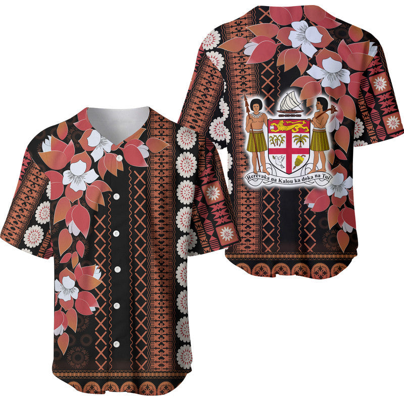 Fiji Baseball Jersey Tagimoucia Mixed Black Tapa Style