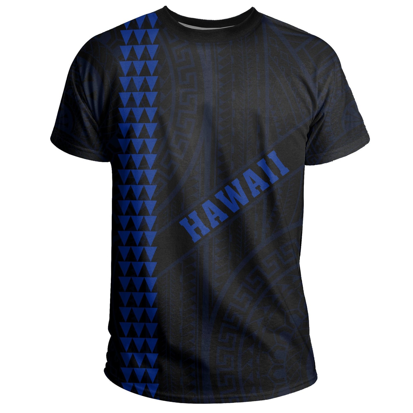 Hawaii Kakau Polynesian Turtle Map T - Shirt - Ohana Style - Blue