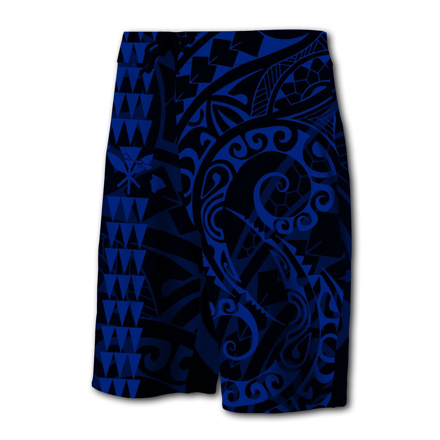 Hawaii Kakau Polynesian Kanaka Board Shorts - Blue - Snapy Style