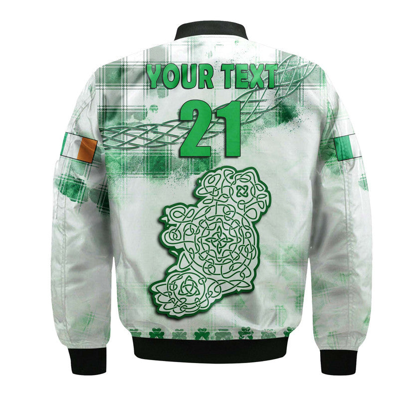 (Custom Personalised And Number) Ireland Cross Cricket Team Bomber Jacket Celtic Irish Green Pattern Unique