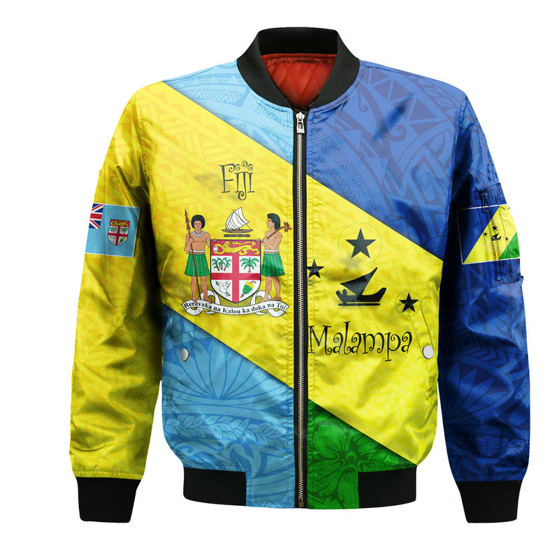 Malampa Fiji Day Bomber Jacket Polynesian Line Arty Style