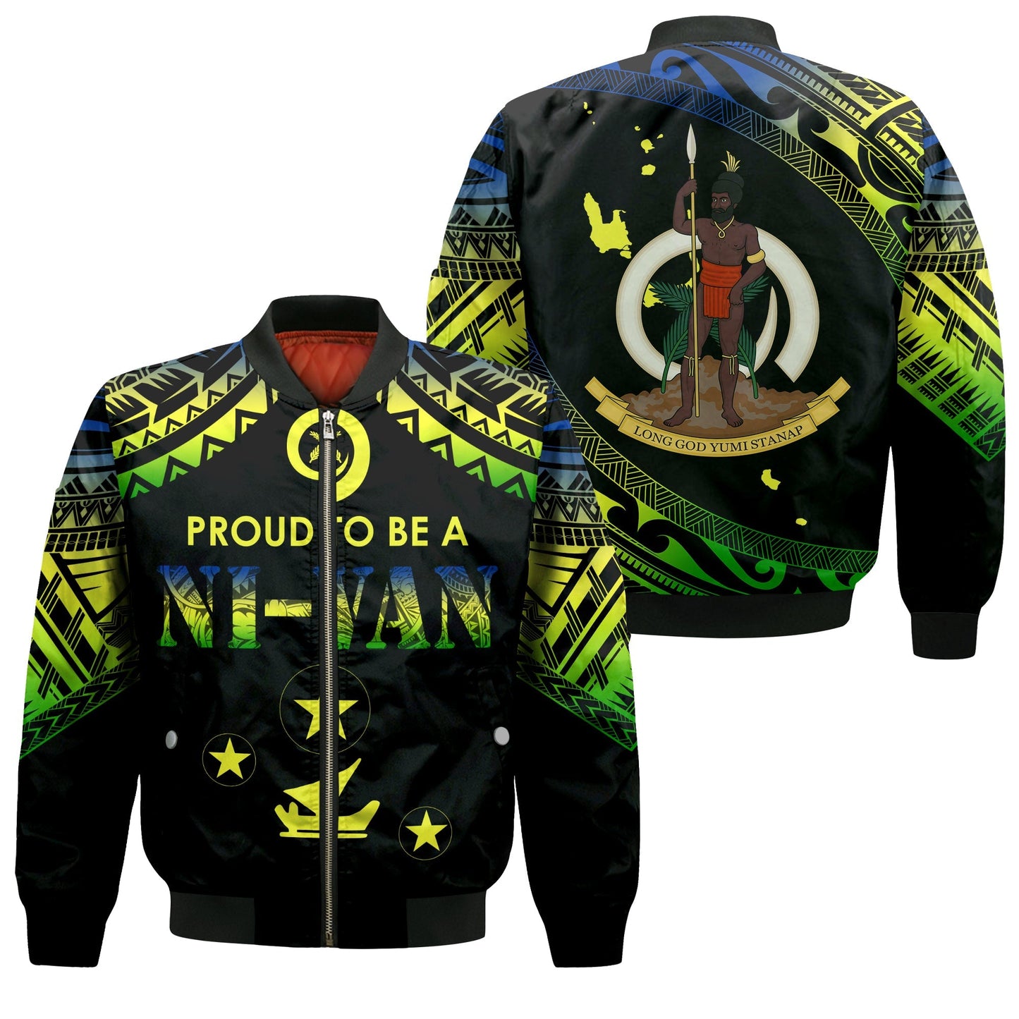 Vanuatu Proud To Be A Ni Van Polynesian Pattern Bomber Jacket Malampa Province
