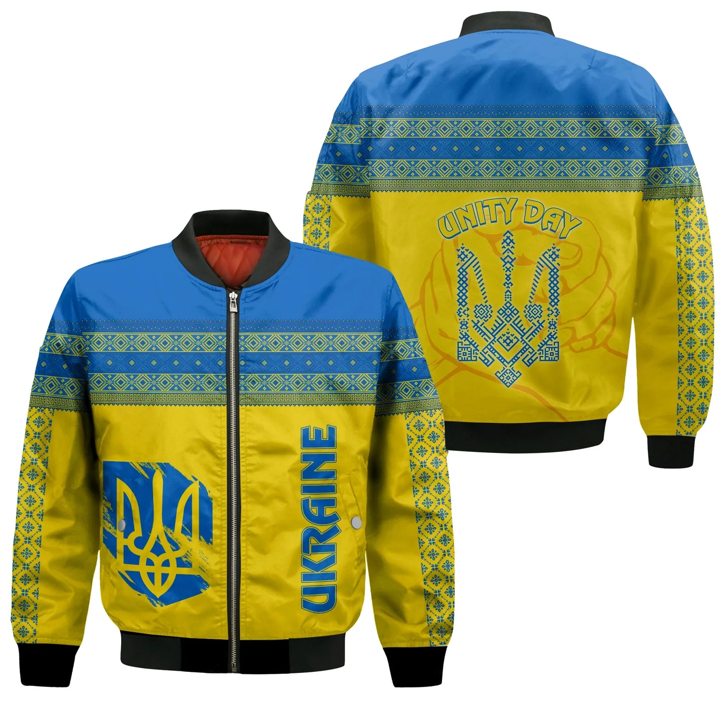 Ukraine Unity Day Bomber Jacket Folk Style