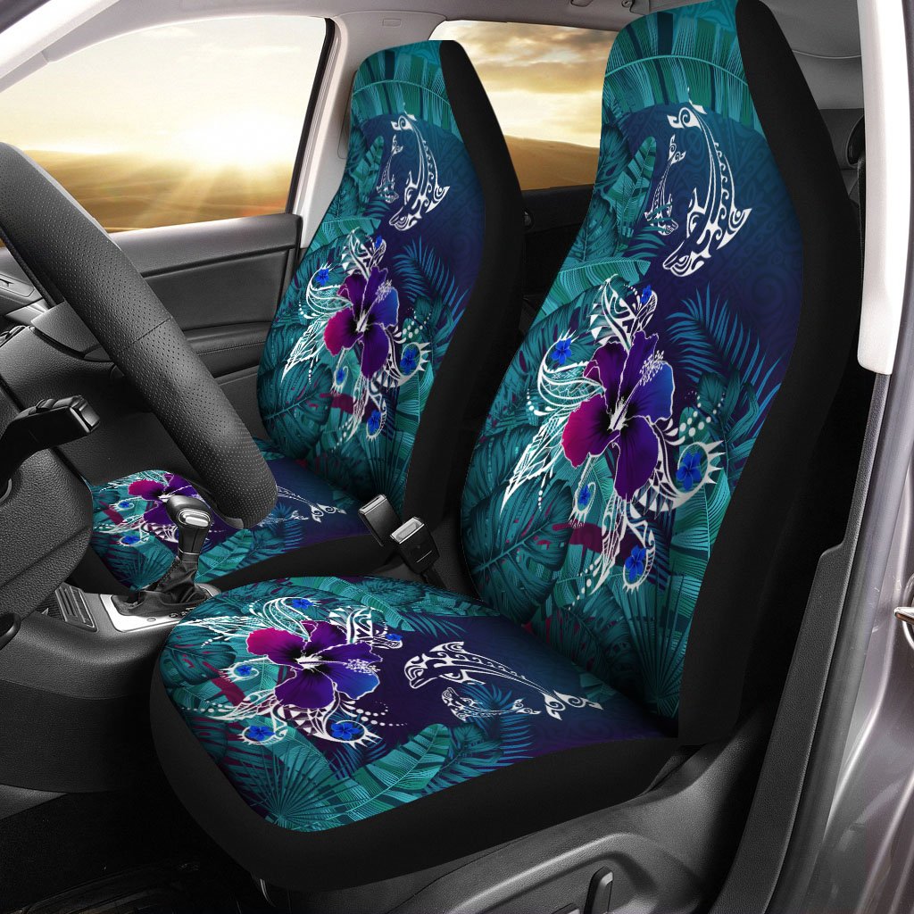 Hawaii Dophin Flowers And Palms Retro Car Seat Covers AH