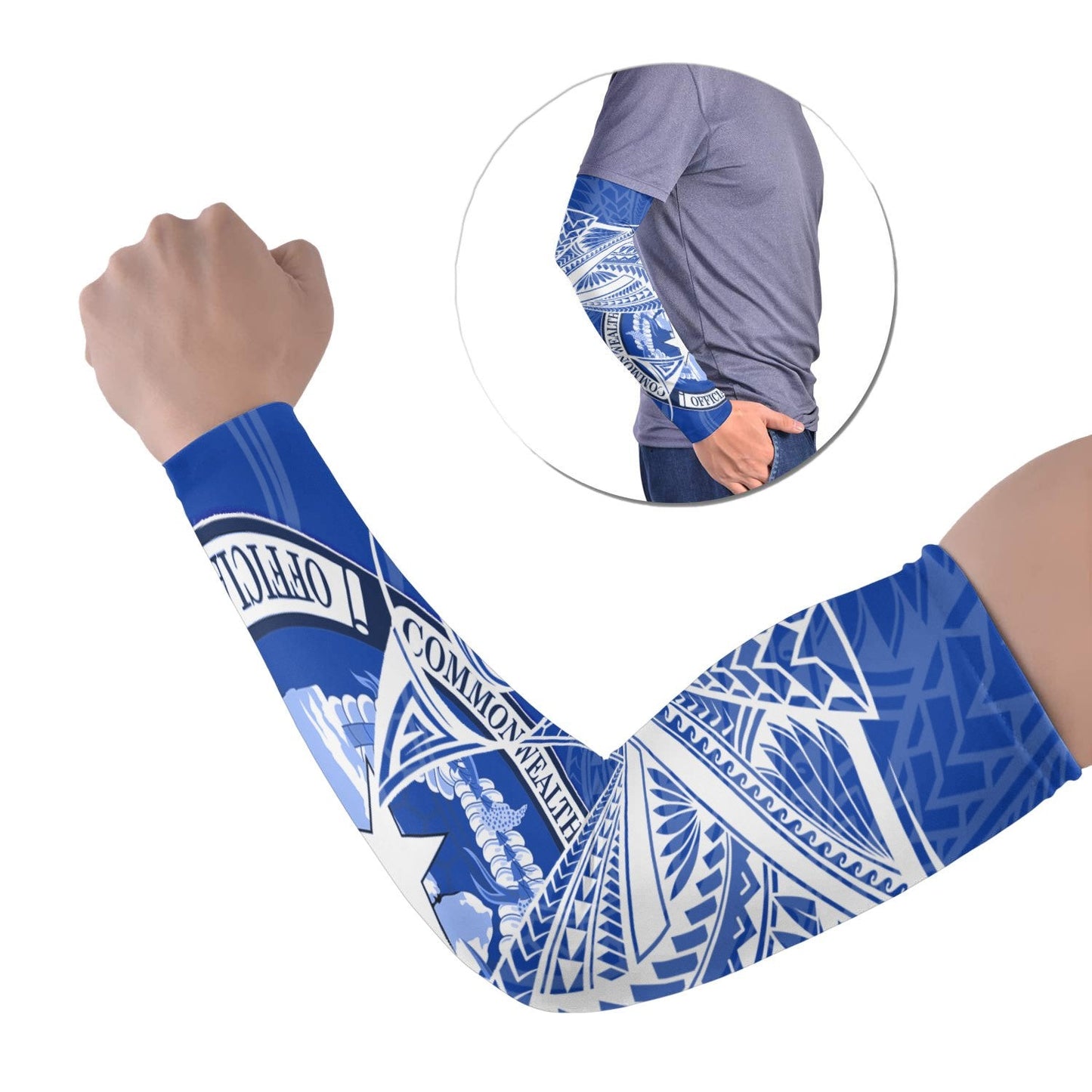 Northern Mariana Islands Arm Sleeve (Set of 2) - Seal CNMI With Curve Patterns