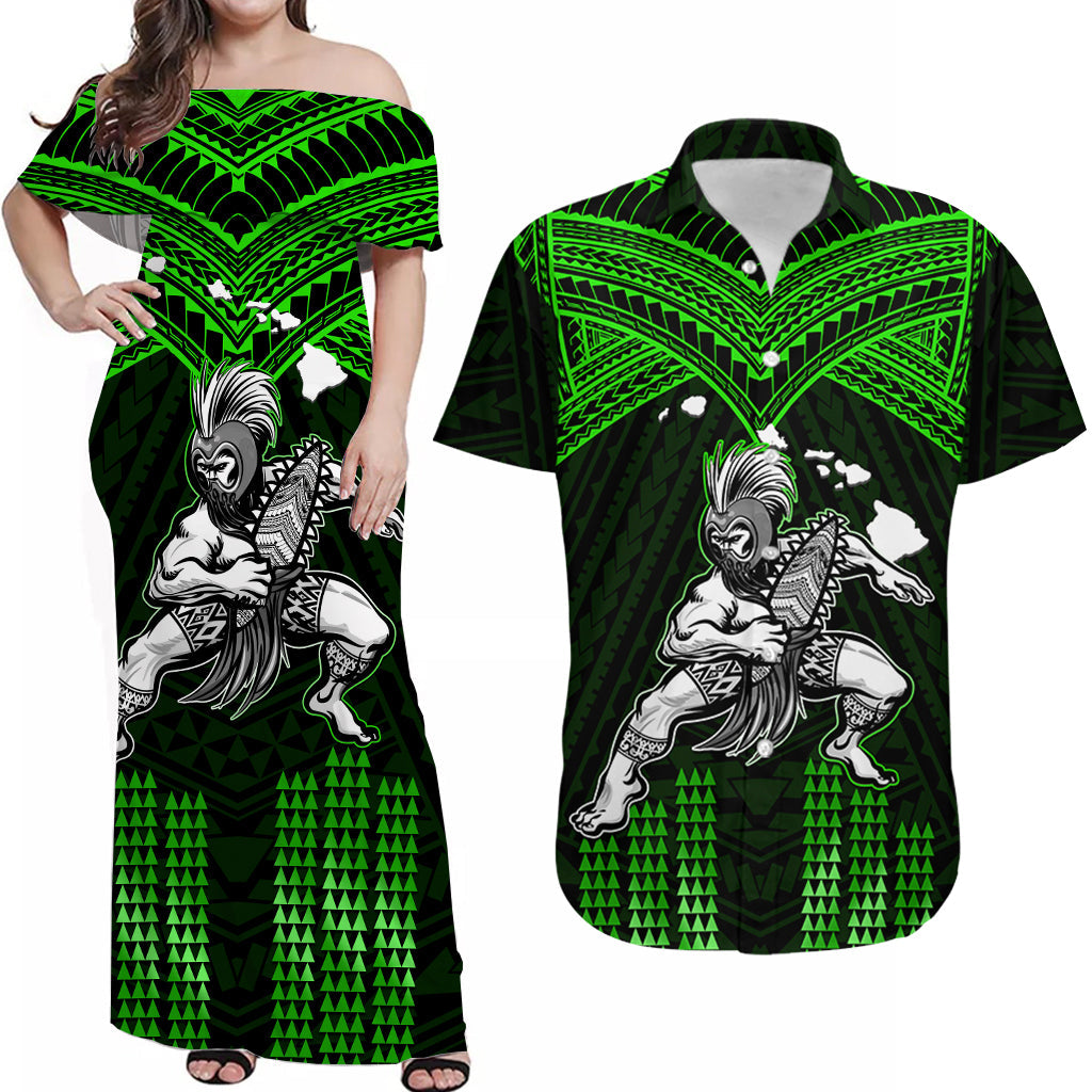 (Custom Personalised) Polynesian Couple Outfits Combo Hawaiian Warrior With Weapon Polynesian Tribal Dress And Shirt Ver.03