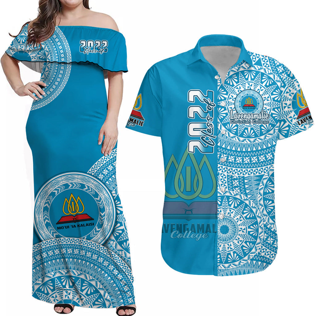 (Custom Personalised) Polynesian Couple Outfits Lavengamalie Tonga College Combo Dress And Hawaiian Shirt Class Of Year Tongan Ngatu Pattern