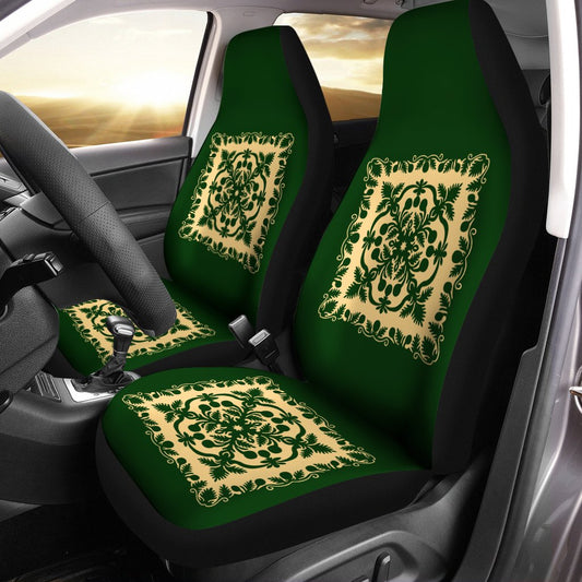 Hawaiian Car Seat Cover Royal Pattern Emerald Green