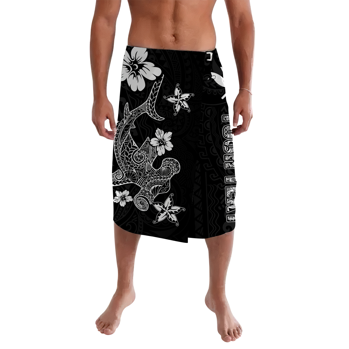 (Custom Personalised) Hawaii Hammerhead Shark Hibiscus Hawaii Pattern Lavalava -