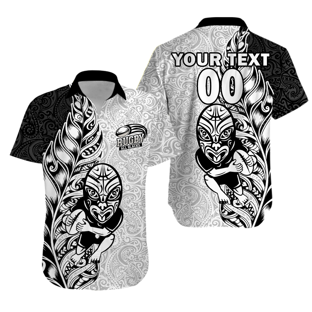 Custom Personalised New Zealand Maori All Black Rugby Hawaiian Shirt -
