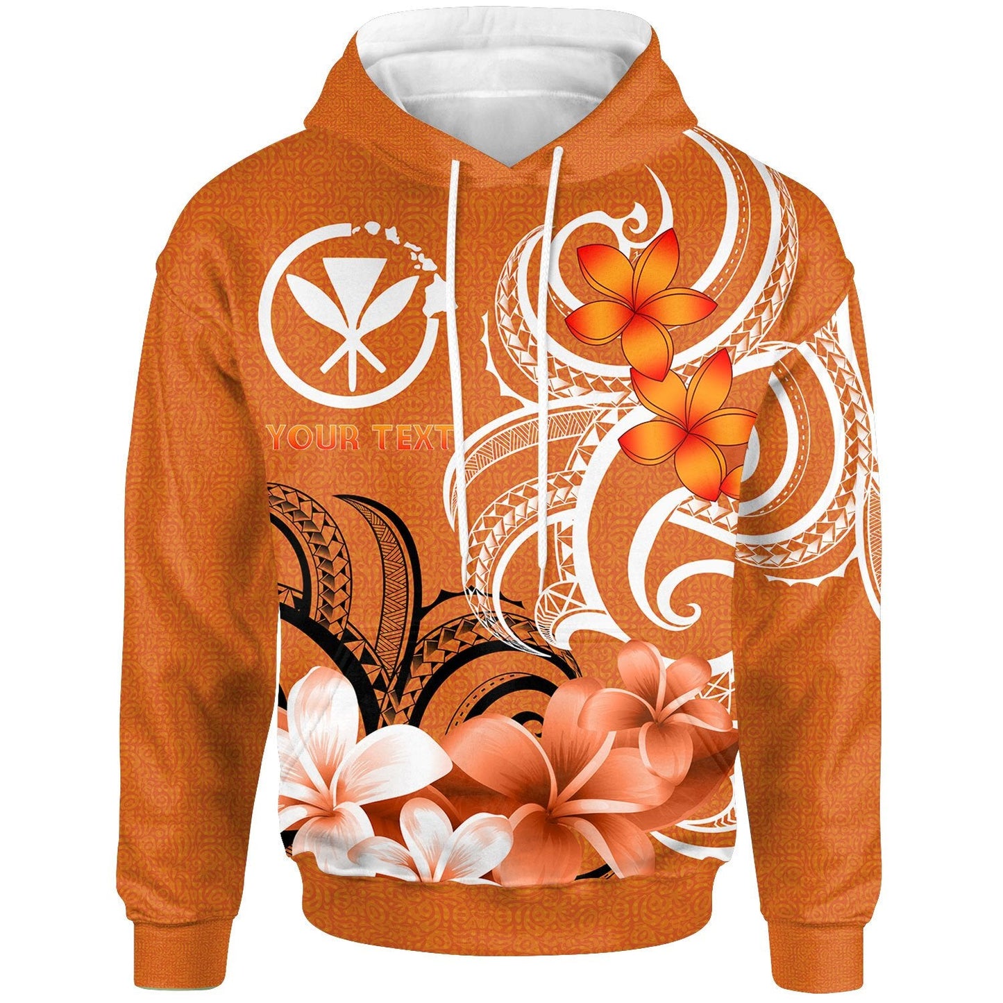 Custom Text Hawaii Hoodie Personalised Flower Pattern Tropical Hoodie Hawaiian Spirit