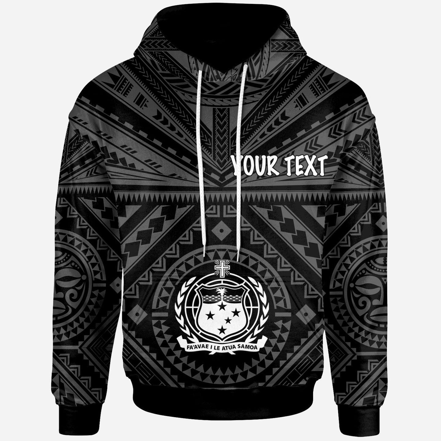 Samoa Personalised Hoodie Samoa Seal In Polynesian Tattoo Style