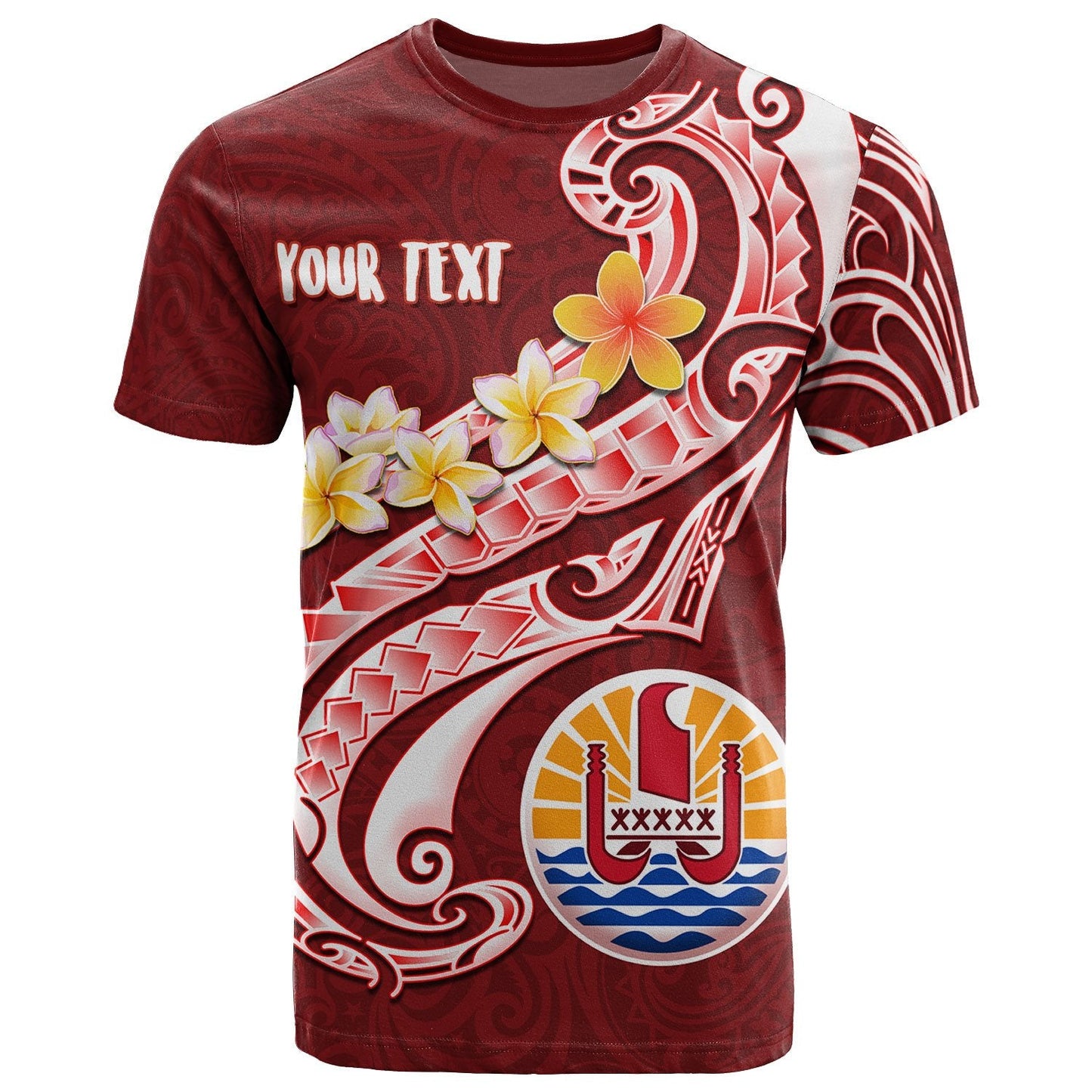 Tahiti Personalised T Shirt Tahiti Seal Polynesian Patterns Plumeria