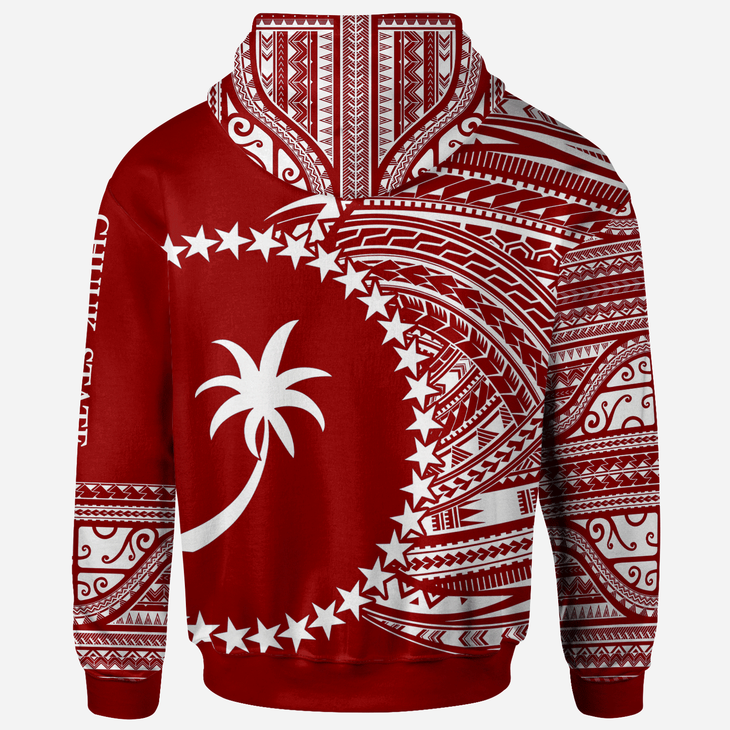 Chuuk Hoodie Micronesia White Red Patterns With Coat Of Arms