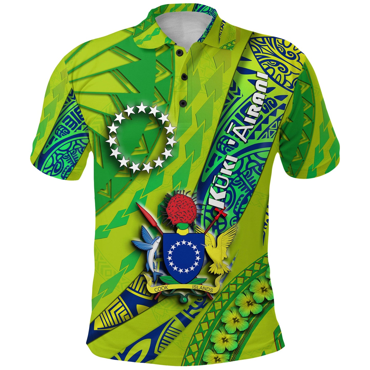 Cook Islands Polo Shirt Artsy Style - Green