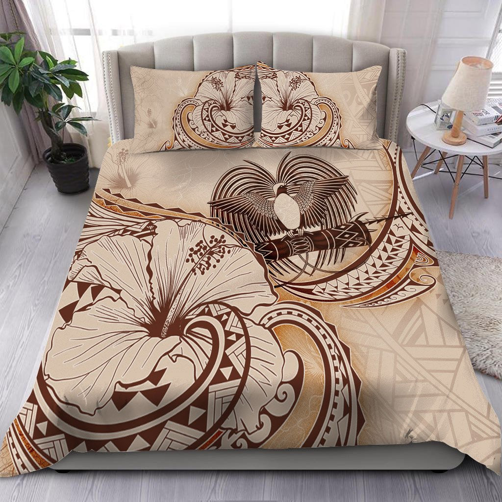 Papua New Guinea Bedding Set Hibiscus Flower Vintage Style