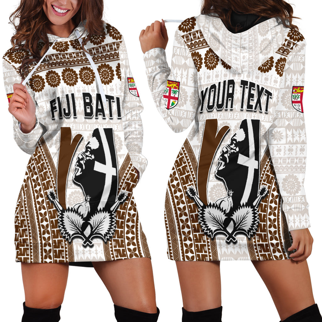 Custom Personalised Fiji Rugby Bati Hoodie Dress Proud Tapa Pattern