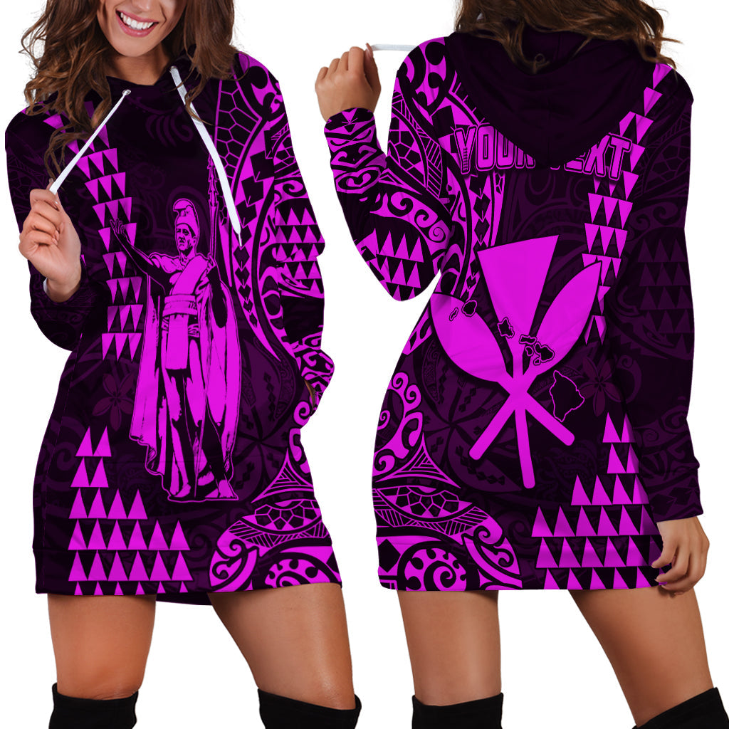 Custom Personalised Hawaii Day Kakau Hoodie Dress Proud To Be Hawaiian Purple King Kamehameha and Kanaka Maoli