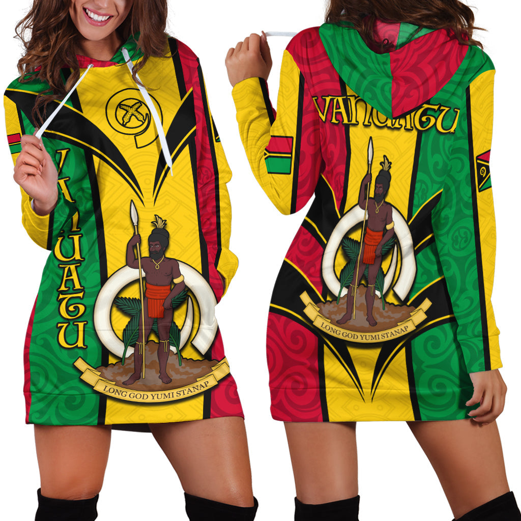 Vanuatu Hoodie Dress Pig Tusk Polynesian