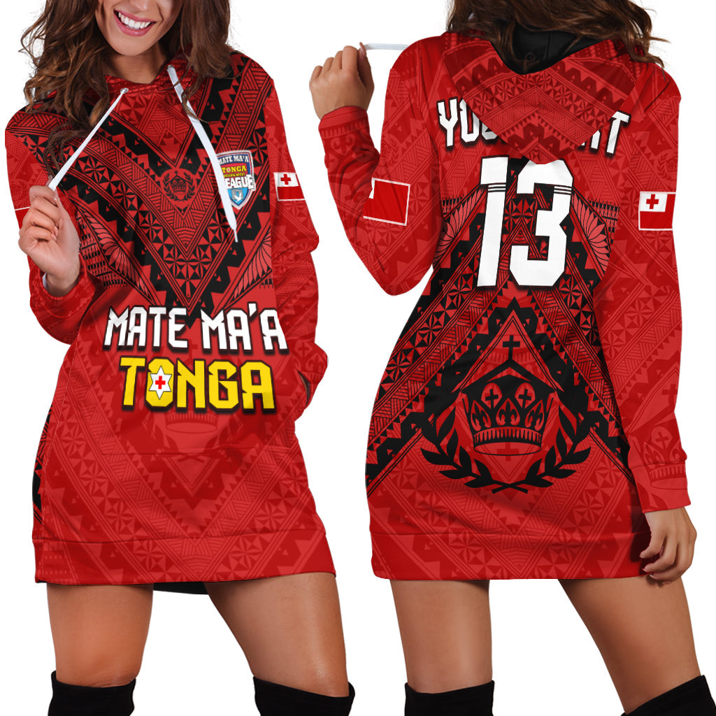 Custom Text and Number Tonga Rugby MMT Hoodie Dress Ngatu Mate Maa Tonga Simple