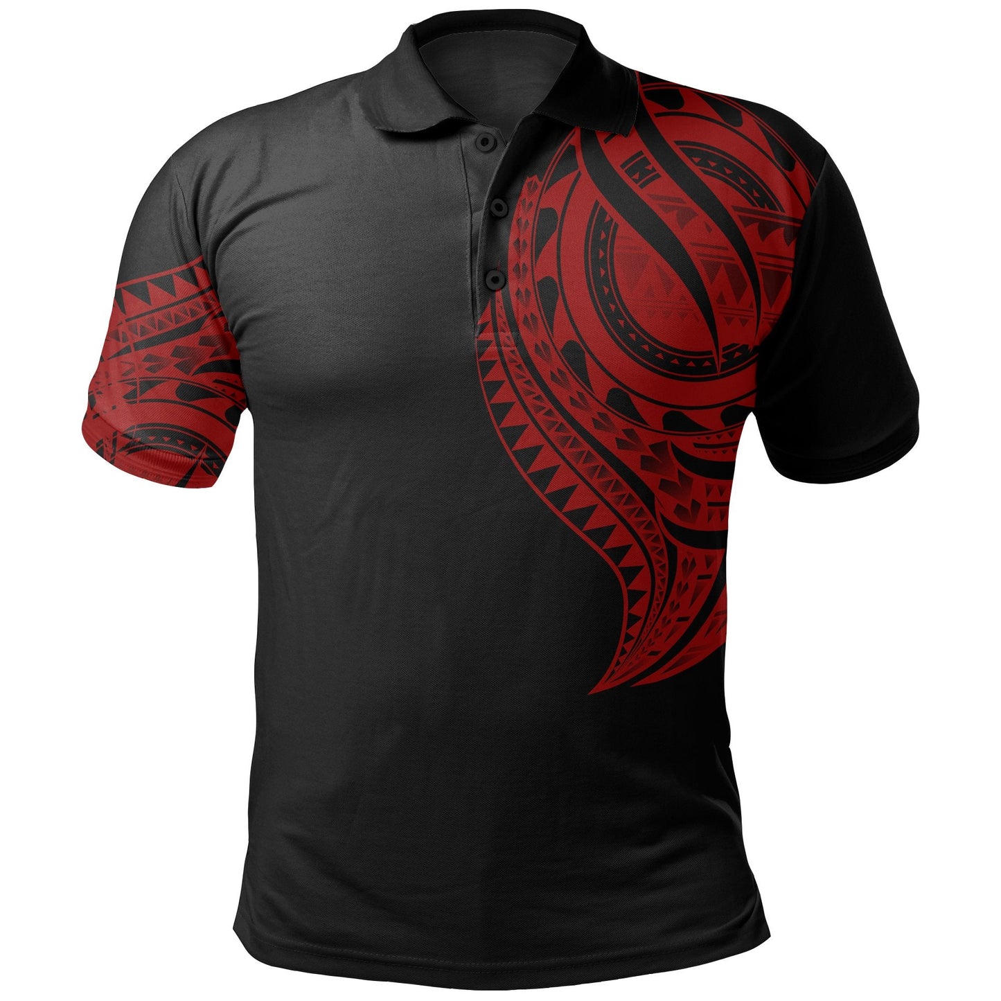 Papua New Guinea Polo Shirt - Papua New Guinea Tatau Red Patterns With Coat Of Arms