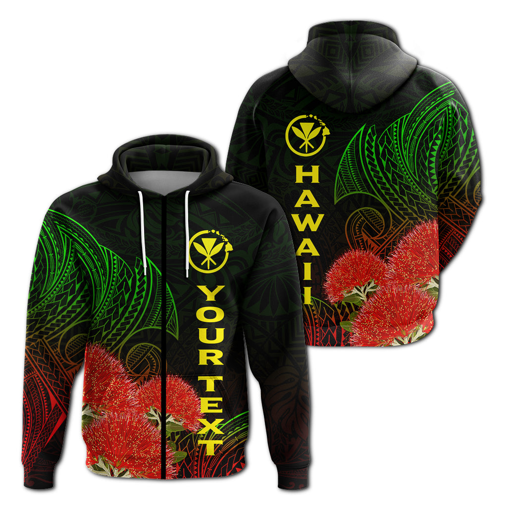 ( Personalised) Hawaii Polynesian Zip Hoodie Ohia Lehua