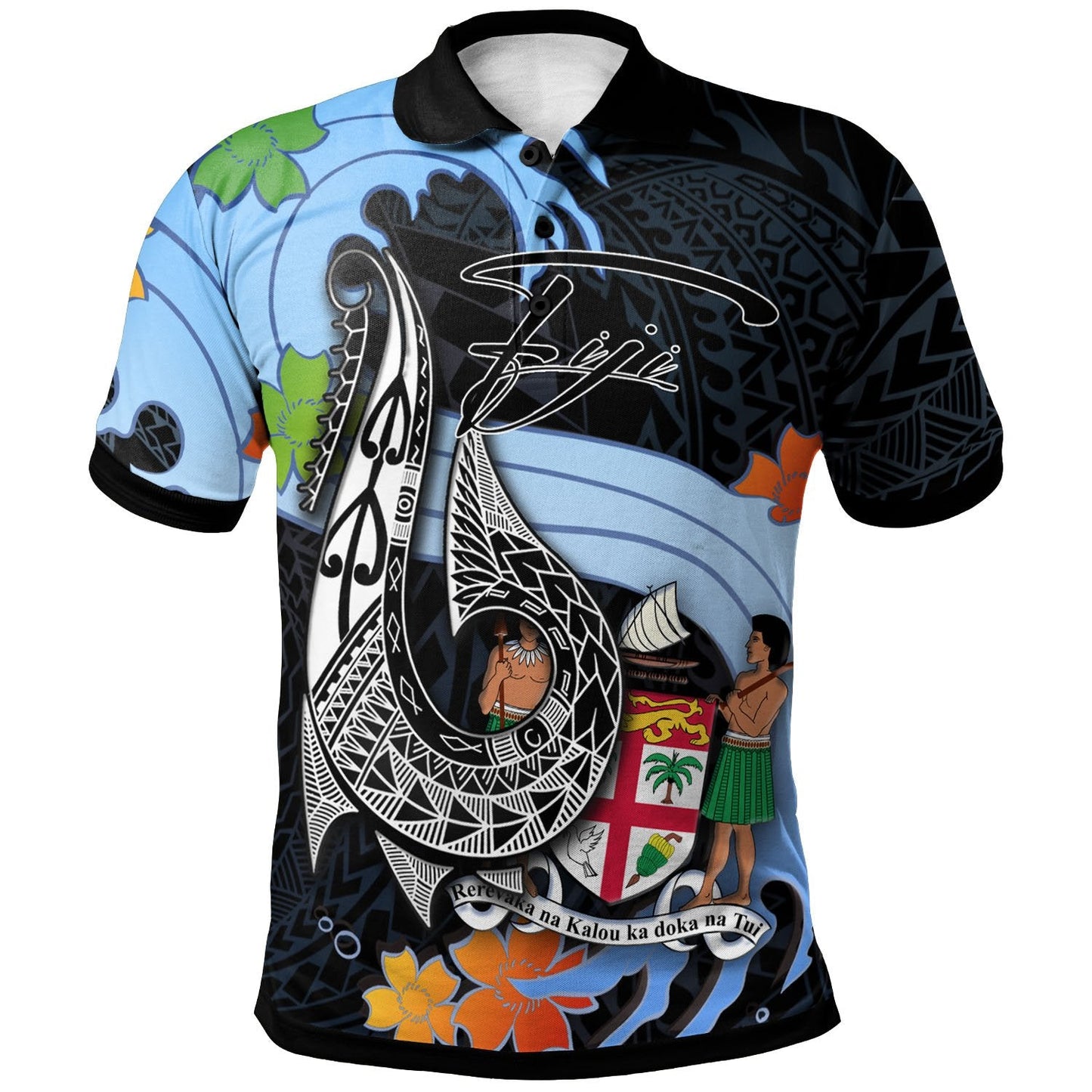 Fiji Polo Shirt - Fish Hooks And Wave