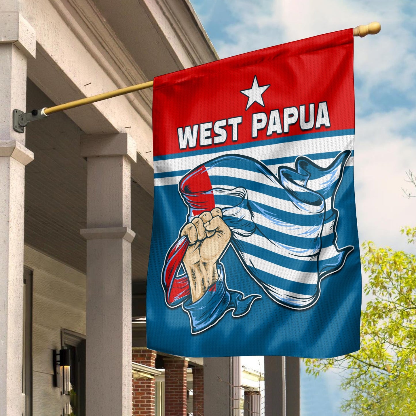 Free West Papua Flag One People One Soul Strong West Papuan Ver.01