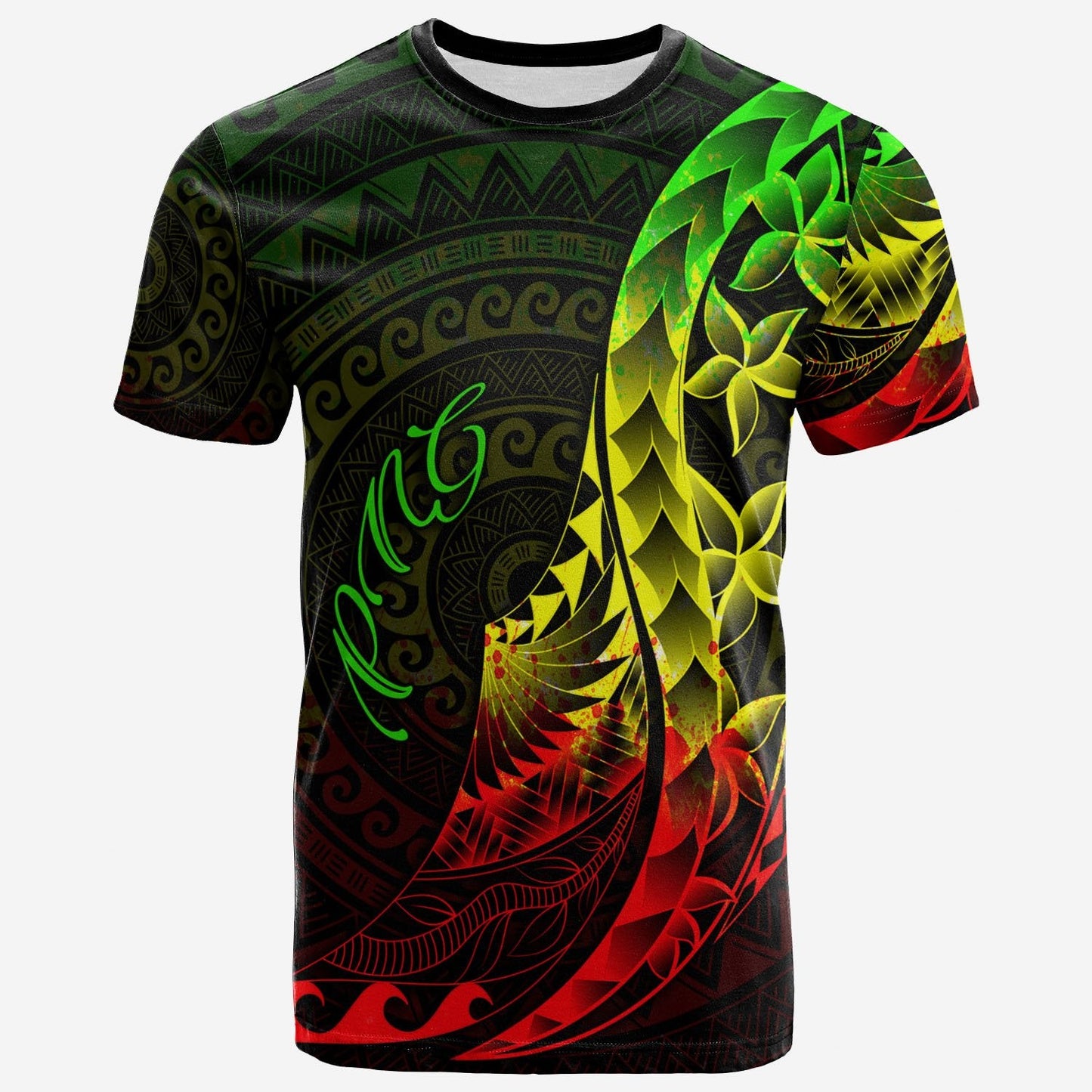 Papua New Guinea T - Shirt - Polynesian Pattern Style Reggae Color