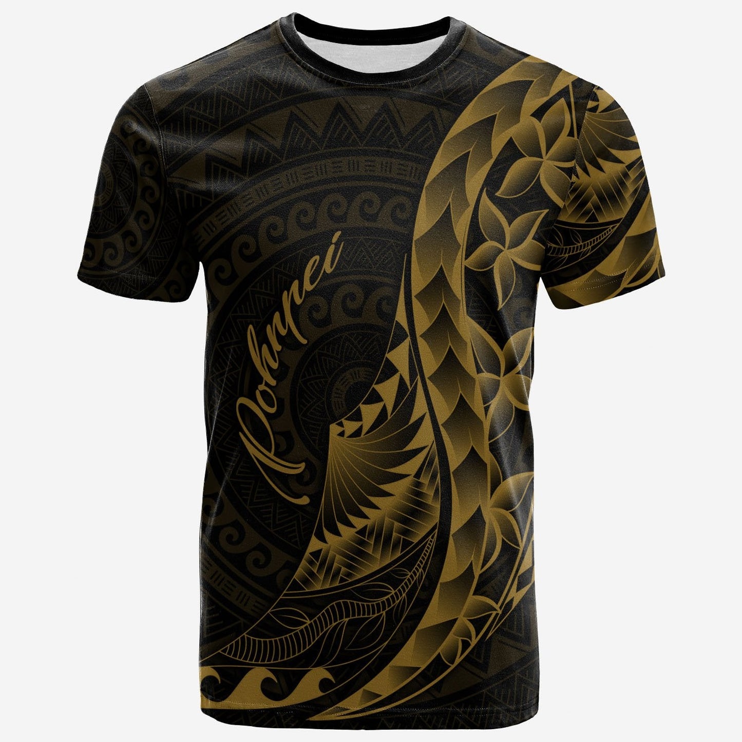 Pohnpei T - Shirt - Polynesian Pattern Style Gold Color