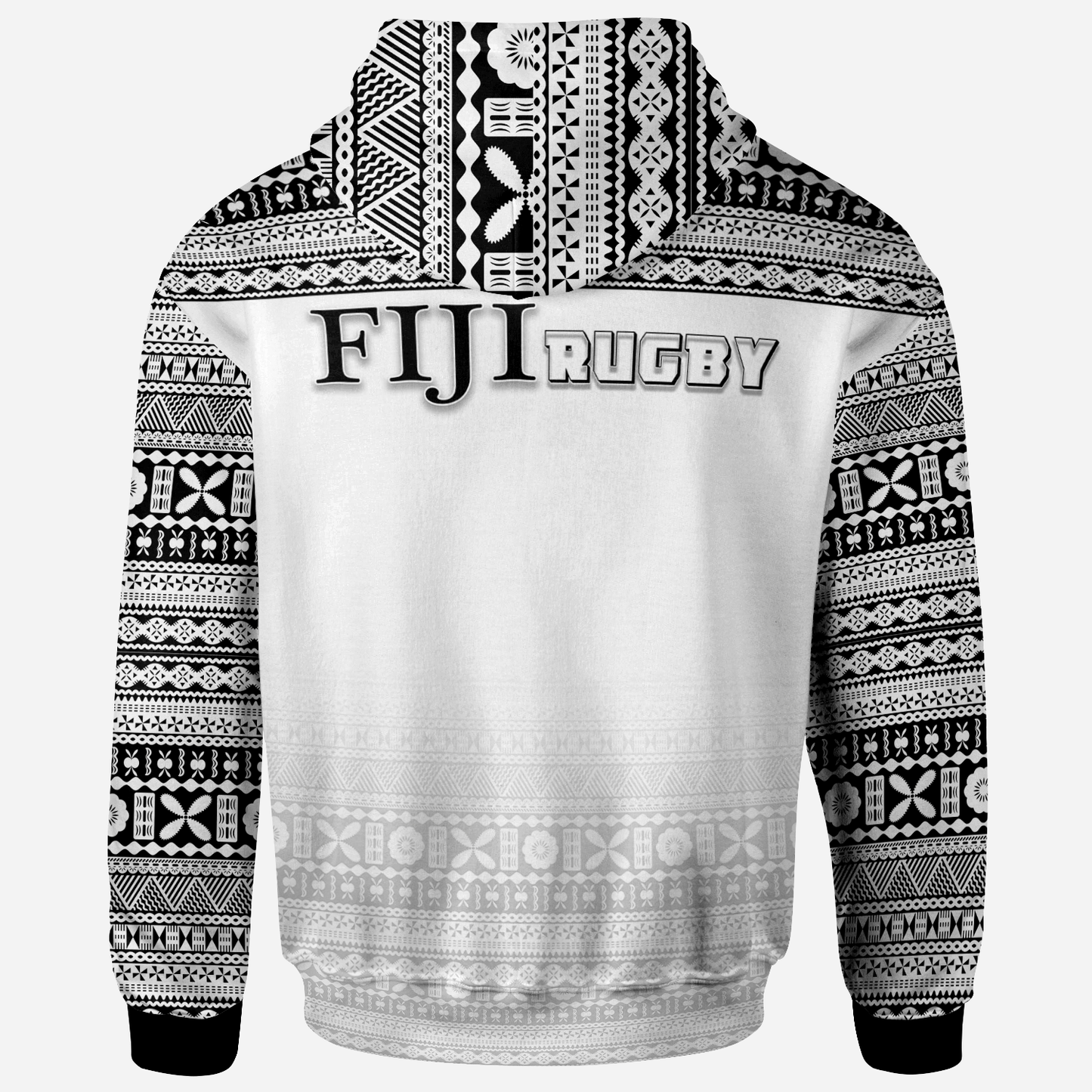 Fiji Hoodie Rugby Fijian Tapa White Patterns