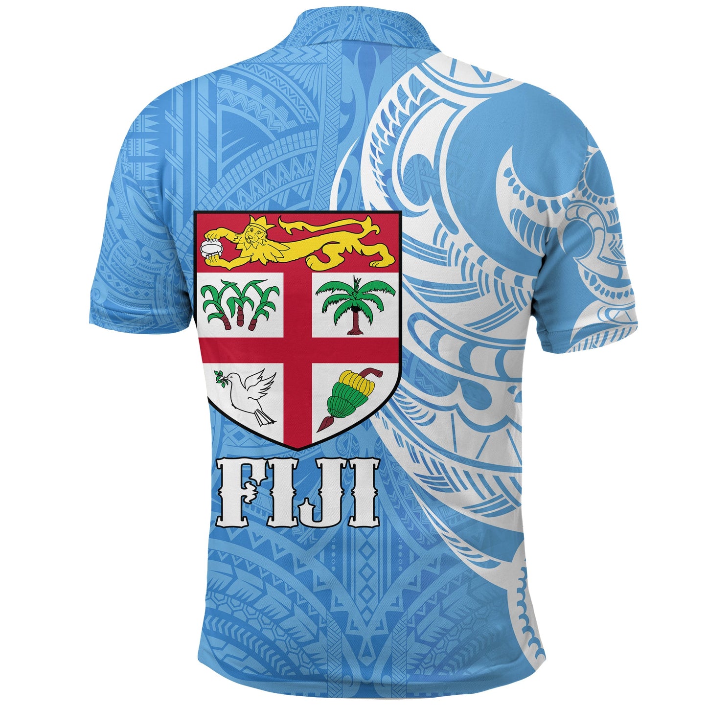 Fiji Coat of Arms Polo Shirt Turquoise Color