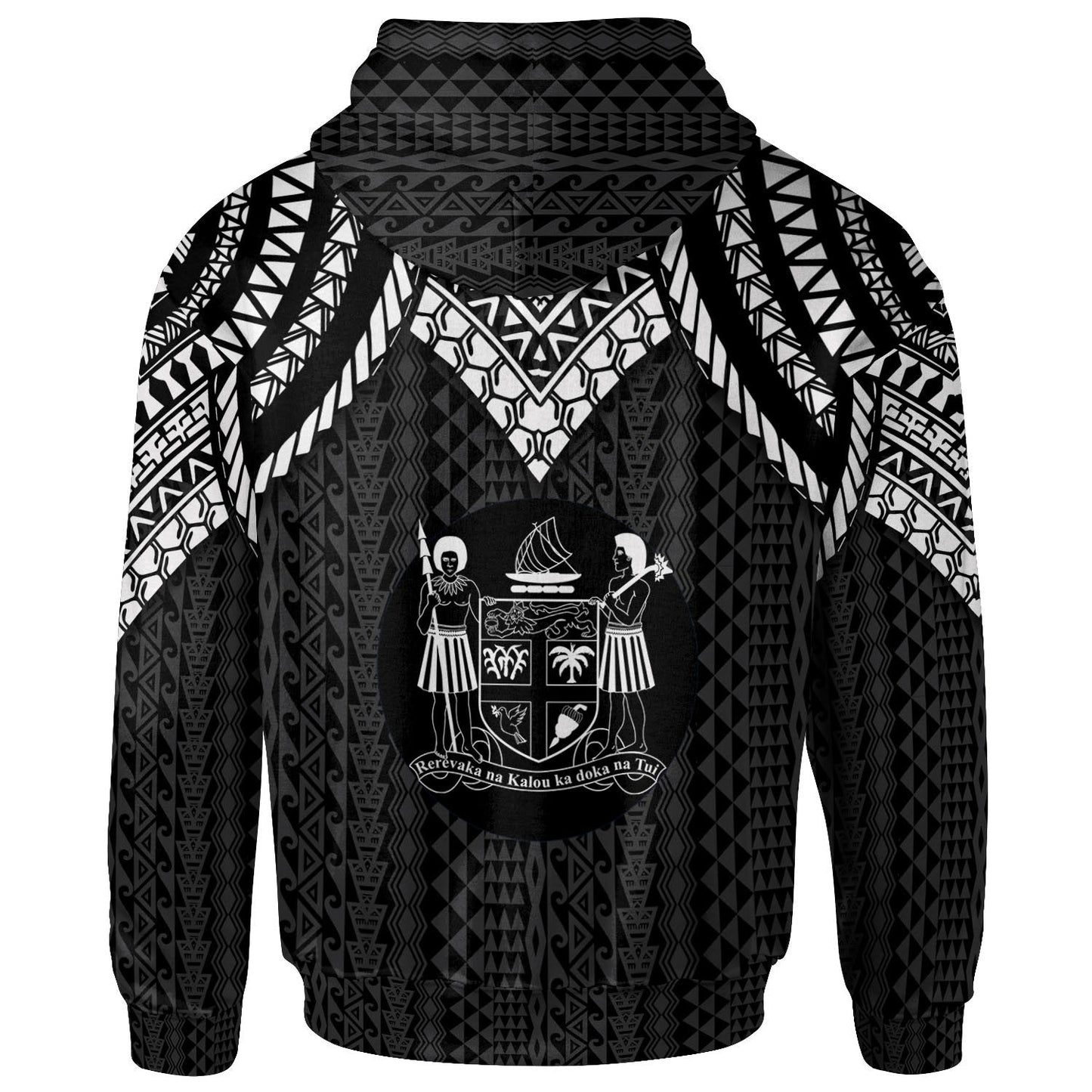 Fiji Hoodie Polynesian Armor Style Black