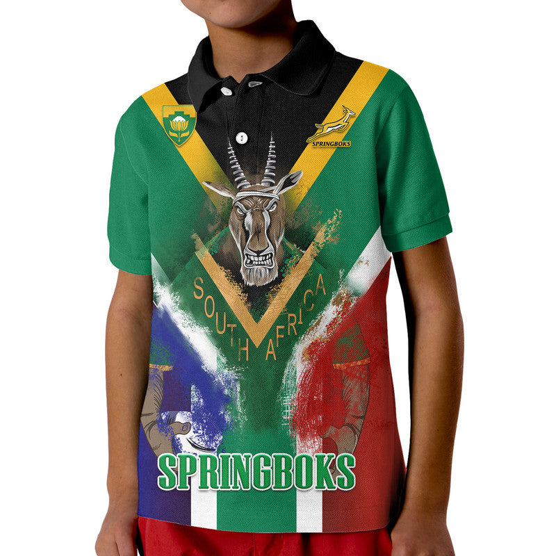 Custom South Africa Springboks Rugby Polo Shirt Bokke Flag Style